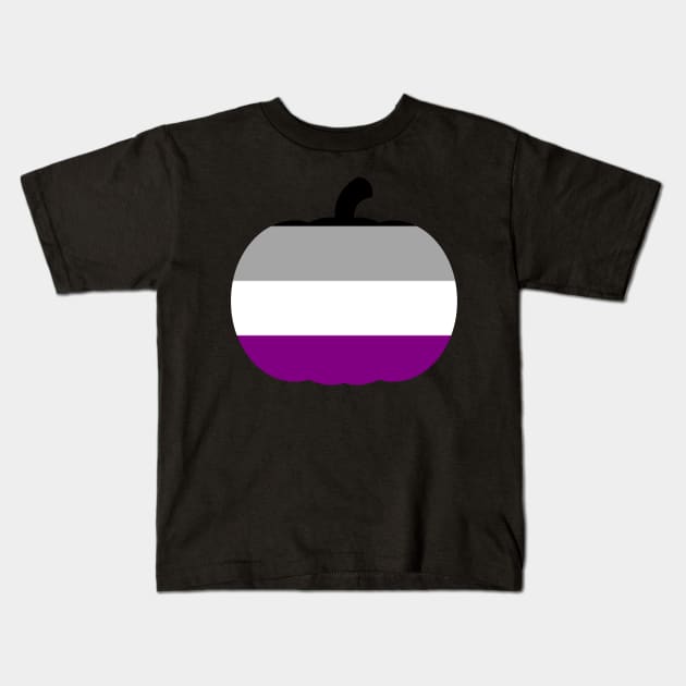 Halloween Pumpkin LGBT Flag Asexual Ace Kids T-Shirt by aaallsmiles